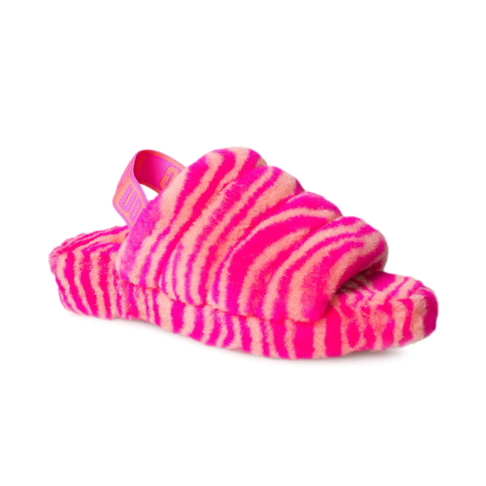 UGG Fluff Yeah Slide Zebra Rock Rose Sandals - Women's