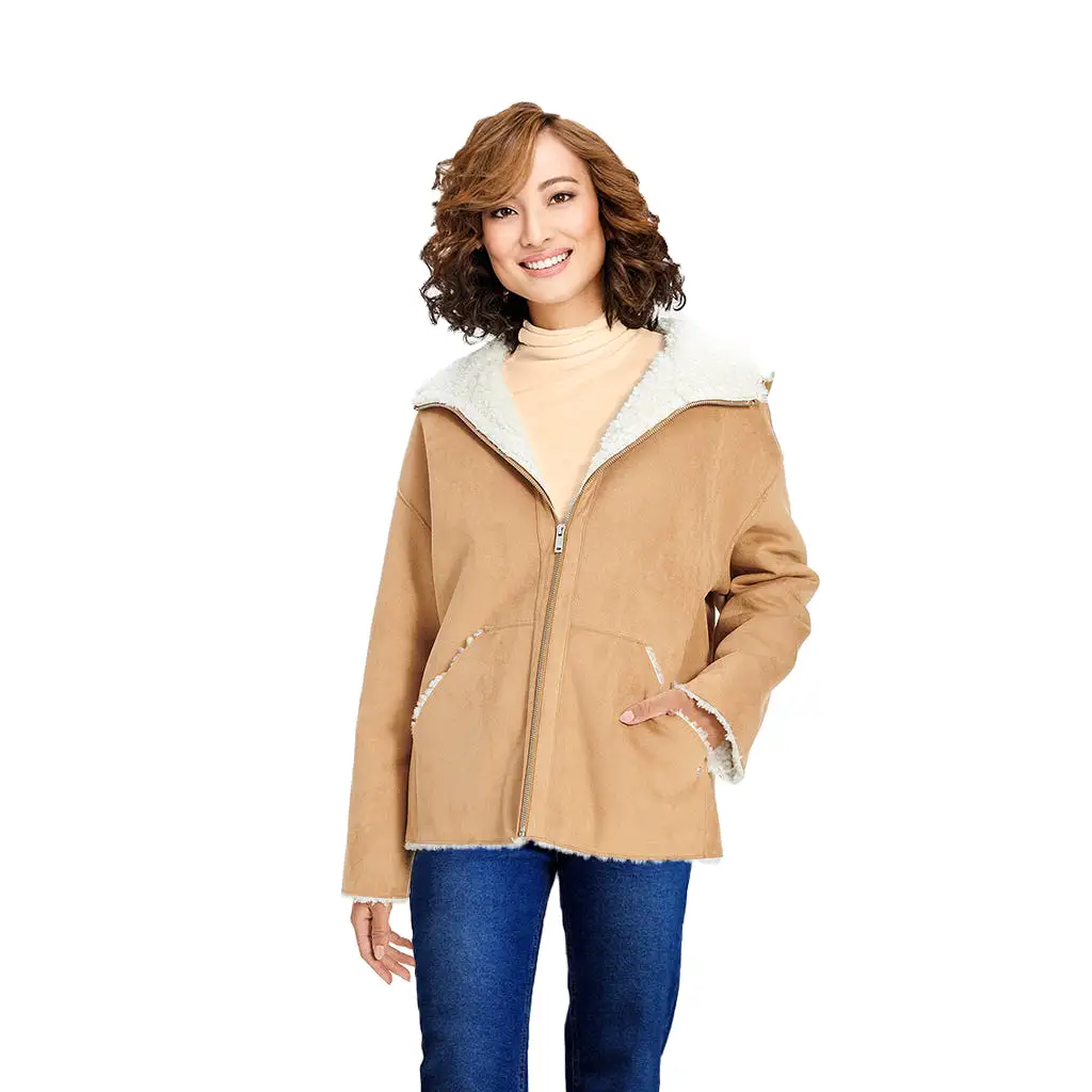 UGG Jody Faux Shearling Zip Up Chestnut Hoodie Jacket - Women's