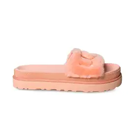 UGG Laton Fur Slide Baby Pink Slippers - Women's