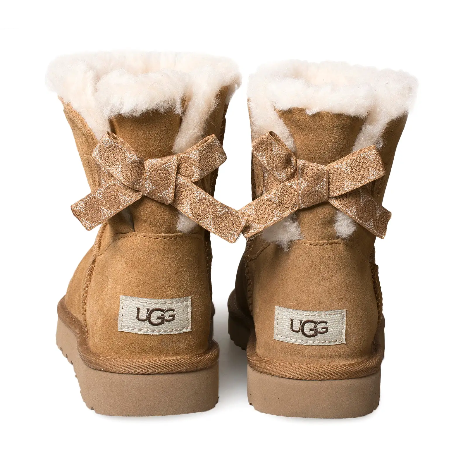 UGG Mini Bailey Bow Swirl Chestnut Boots - Women's