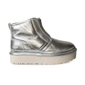 UGG Neumel Platform Zip Silver Metallic Boots - Women's