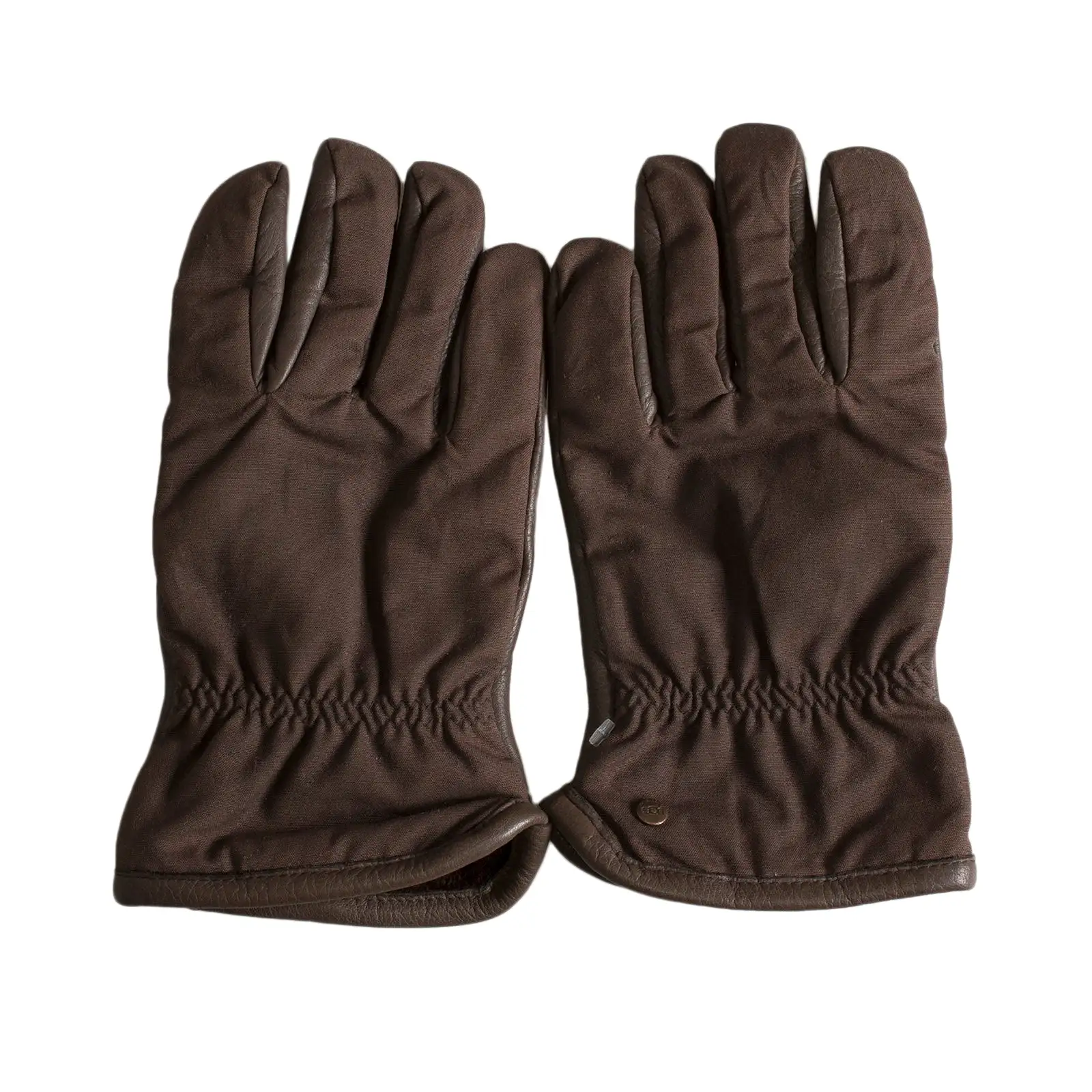 UGG Nylon / Leather Sheepskin Chocolate Gloves - Men's