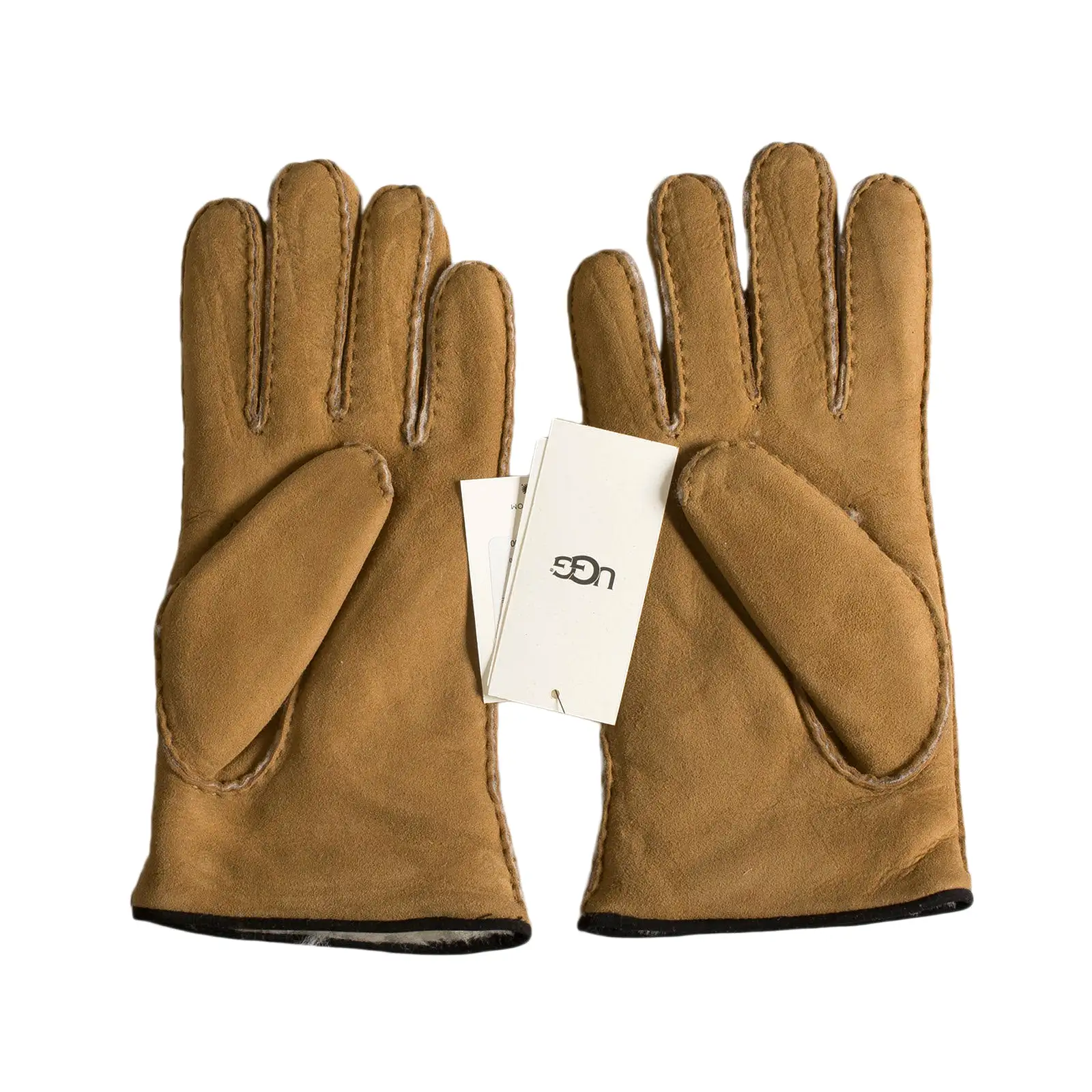 UGG Sheepskin Glove With Leather Trim Chestnut - Men's