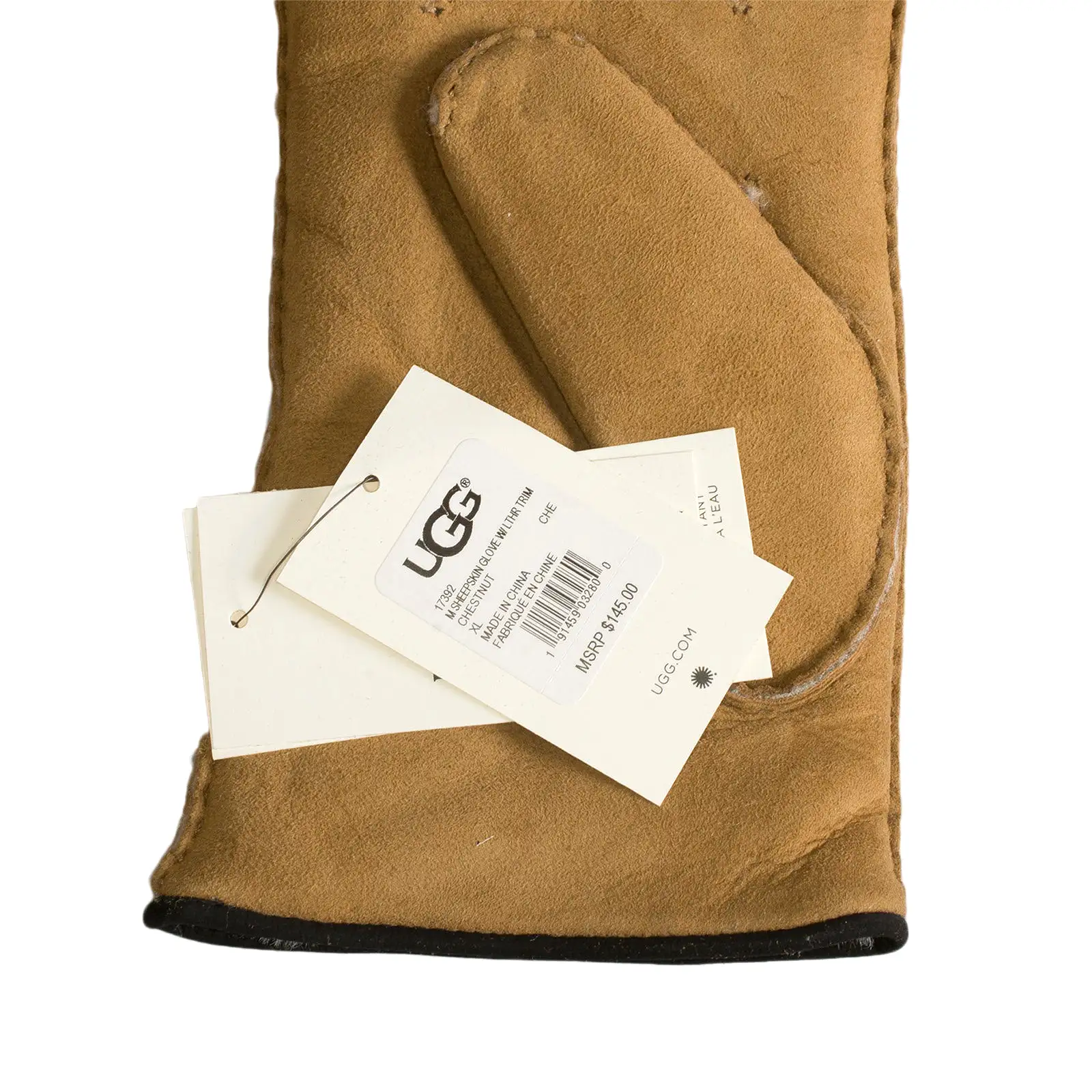 UGG Sheepskin Glove With Leather Trim Chestnut - Men's