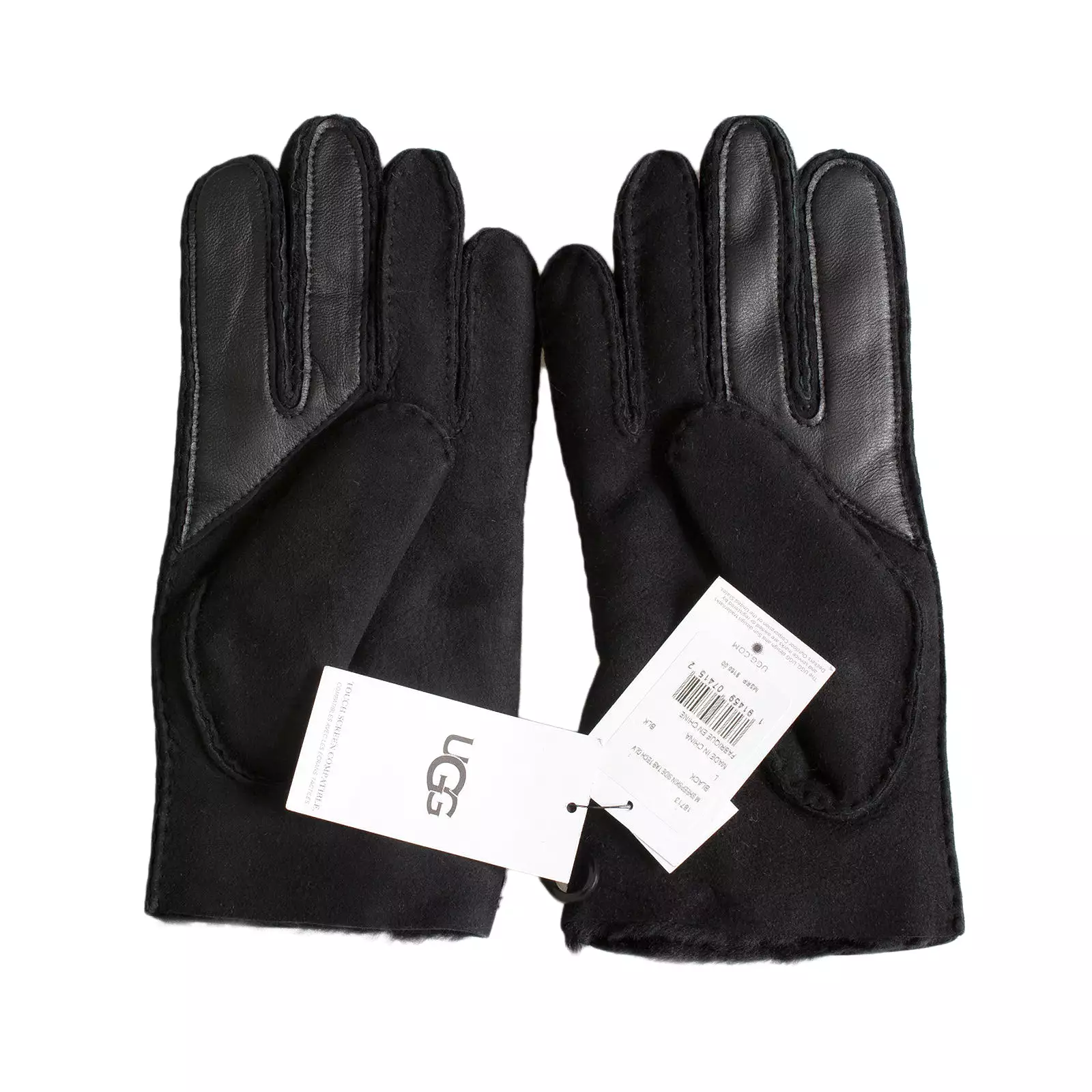 UGG Sheepskin Side Tab Black Gloves - Men's