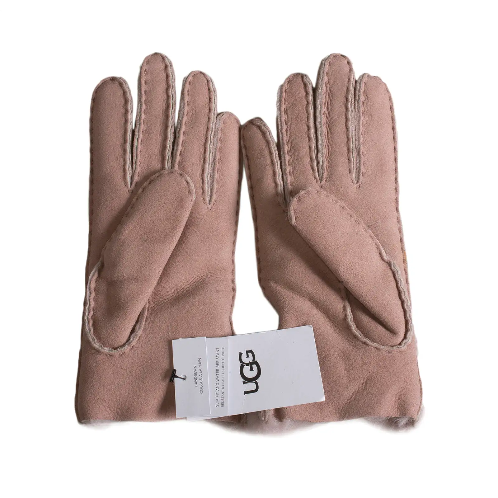 UGG Sheepskin Turned Bow Pink Crystal Gloves - Women's