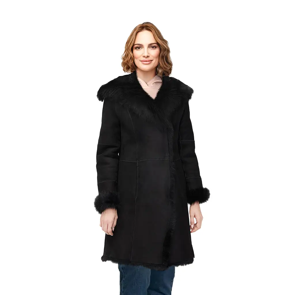 UGG Vanesa Toscana Shearling Coat Black - Women's