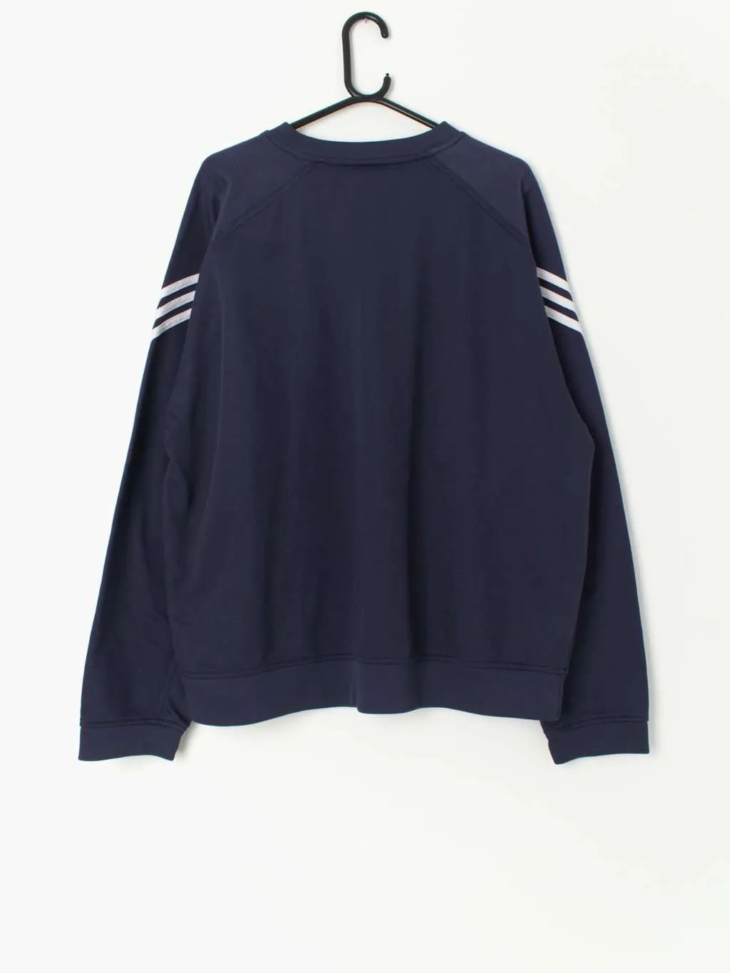 Vintage Adidas sweatshirt Y2K navy blue with white stripes – XL